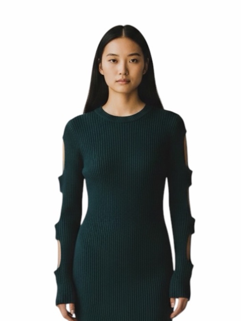 A.N.A Green Sweater with Cut Out Sleeves Size X-Small